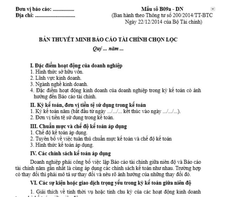 Thuyết minh báo cáo tài chính dạng tóm tắt để nắm thông tin nhanh chóng
