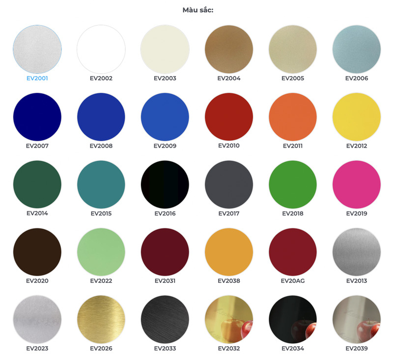 Bảng màu phổ thông, màu xước và màu gương của tấm hợp kim nhôm nhựa Alcorest trong nhà