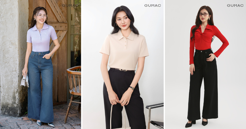 Áo polo mang vẻ đẹp khỏe khoắn, thanh lịch khi kết hợp cùng quần ống suông sẽ mang đến một diện mạo mới mẻ, chỉn chu.