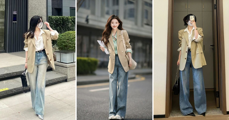 Áo vest dáng dài phối quần jeans trẻ trung, năng động.