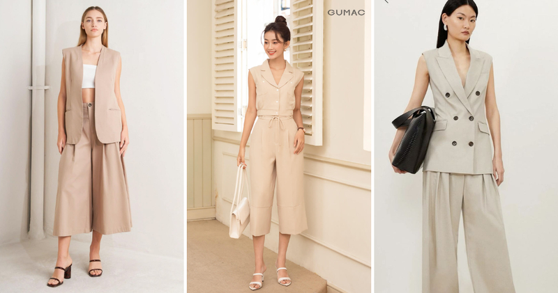 Quần culottes phối vest gile mang đến sự thoải mái cho những ngày làm việc dài nhưng vẫn giữ được nét lịch sự.