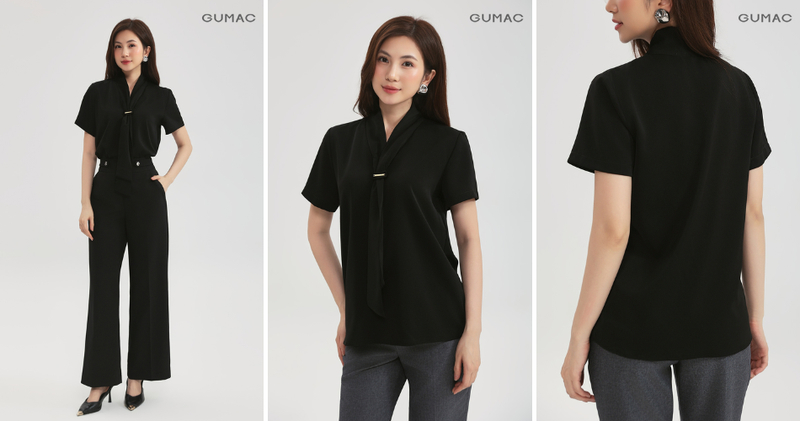 Quần ống suông phối cùng áo sơ mi chuyên nghiệp.