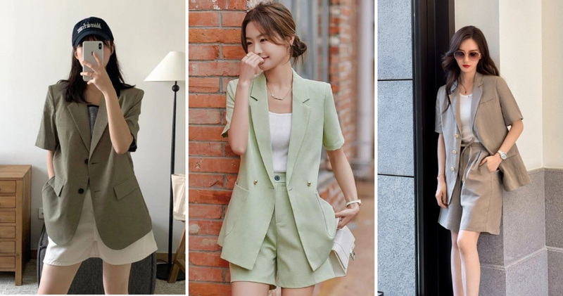 Sự kết hợp "nửa kín nửa hở" giữa áo vest dáng dài và quần short tạo nên phong cách giấu quần cực kỳ cuốn hút.